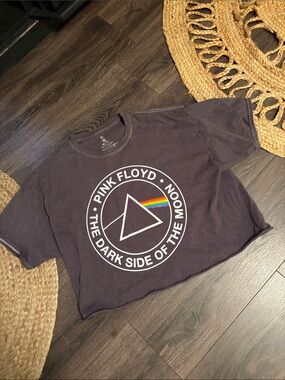 Pink Floyd Black Tee with Prism Rainbow Graphic